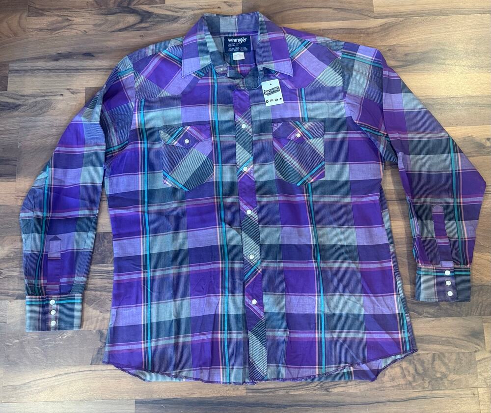 Wrangler Cowboy Cut Purple Pearl Snap size XL